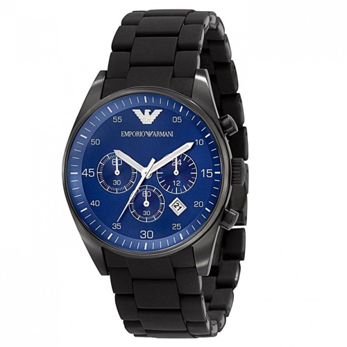 Emporio Armani Ar 6032 Full Black Blue Dial